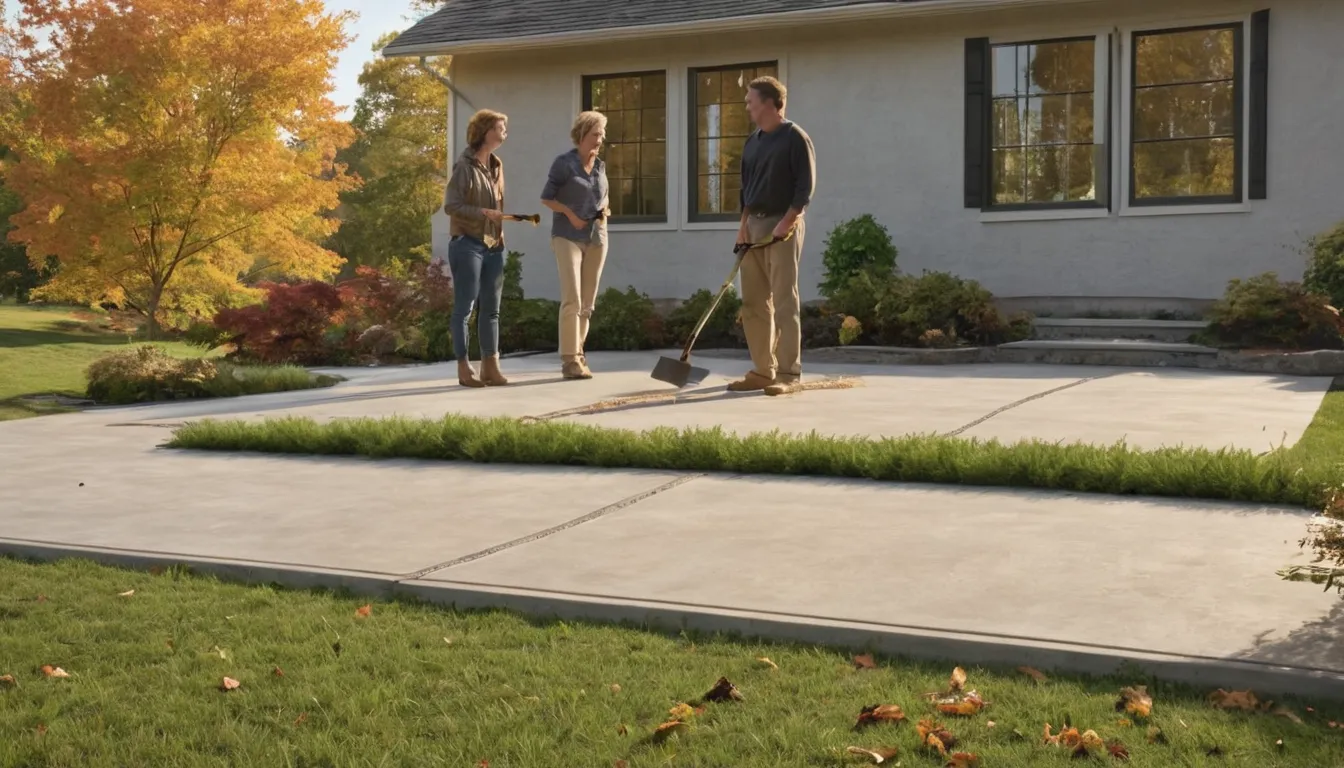 A newly poured concrete patio behind a colonial home in the Havre de Grace area on a mild autumn afternoon